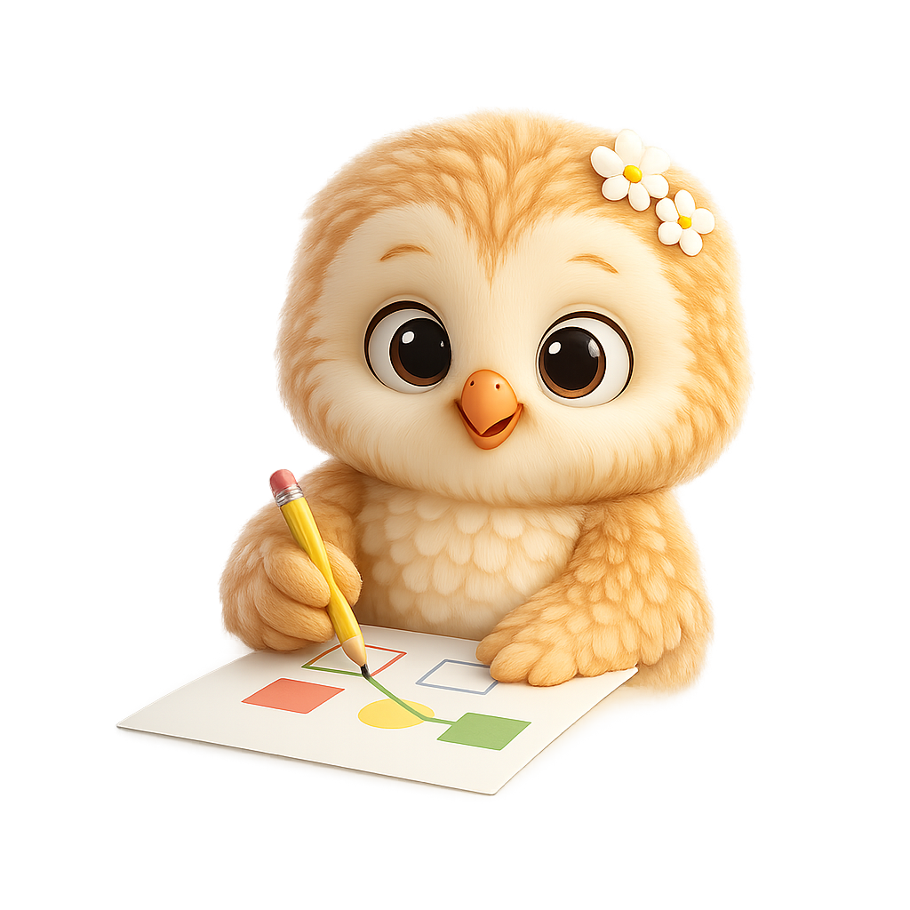 鉛筆を持って学ぶフクロウのキャラクター